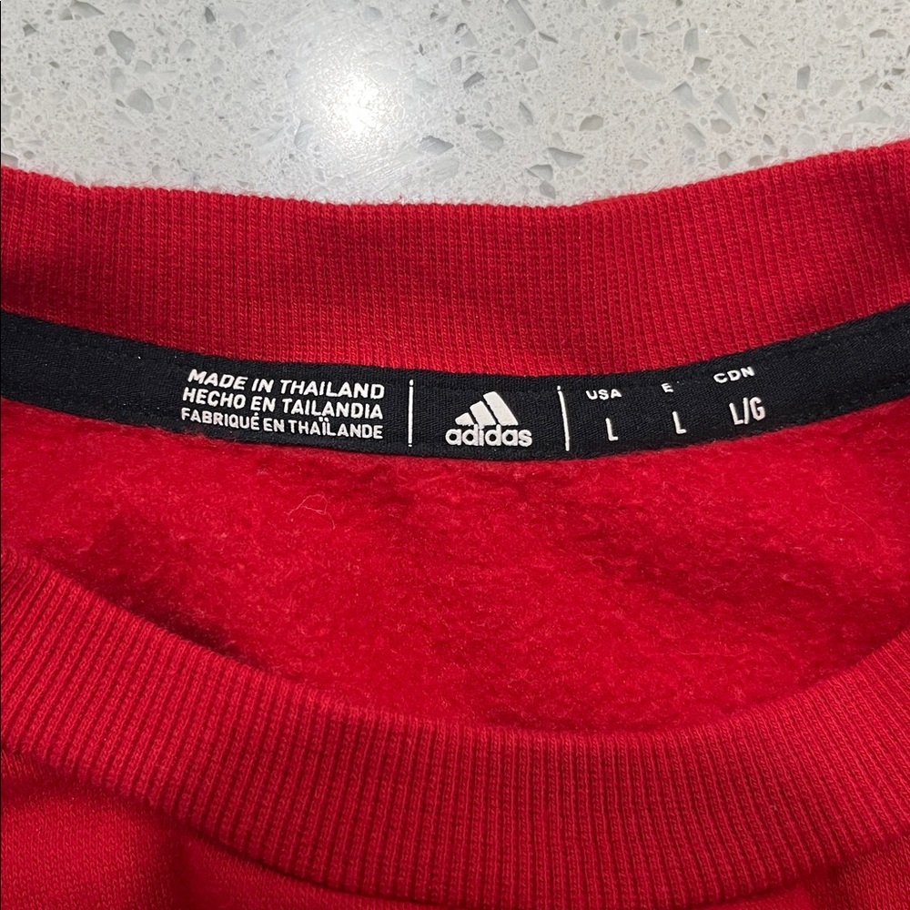 adidas Red University of Nebraska Crewneck Sweater with White Stripes - Picture 3 of 3
